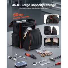 35.6L Welding Backpack 600D Polyester Welder Backpack for Tools and Helmet