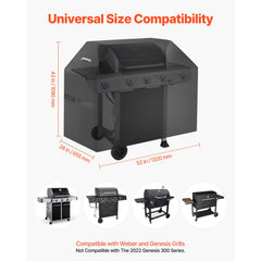 52 inch Grill Cover Heavy Duty BBQ Gas Grill Cover Outdoor Waterproof