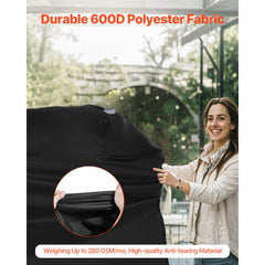 Grill Cover, 63 inch BBQ Covers for Outdoor Grills, Waterproof, Fade Resistant, Weather Resistant Heavy Duty 600D Polyester, Easy On/Off, with Hook-and-Loop Straps, Black