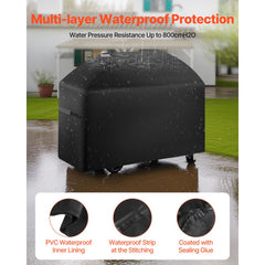 Grill Cover, 63 inch BBQ Covers for Outdoor Grills, Waterproof, Fade Resistant, Weather Resistant Heavy Duty 600D Polyester, Easy On/Off, with Hook-and-Loop Straps, Black