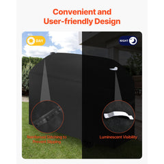 Grill Cover, 63 inch BBQ Covers for Outdoor Grills, Waterproof, Fade Resistant, Weather Resistant Heavy Duty 600D Polyester, Easy On/Off, with Hook-and-Loop Straps, Black