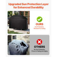 Grill Cover, 63 inch BBQ Covers for Outdoor Grills, Waterproof, Fade Resistant, Weather Resistant Heavy Duty 600D Polyester, Easy On/Off, with Hook-and-Loop Straps, Black
