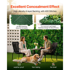 Artificial Grass Wall Panels, 12 PCS 20 x 20 inch, 3D Combination Greenery Boxwood Panel for Indoor Outdoor Green Decor & Ivy Fence Covering, Privacy Backdrop Wall Hedge Screen for Garden