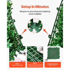 Artificial Grass Wall Panels, 12 PCS 20 x 20 inch, 3D Combination Greenery Boxwood Panel for Indoor Outdoor Green Decor & Ivy Fence Covering, Privacy Backdrop Wall Hedge Screen for Garden