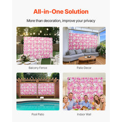 3D Flower Wall Panel, 12 PCS 15 x 15 inch, Artificial Floral Wall Background Mesh Backing Mat,Seamless Design&Easy Installation for Wedding Valentines Day Home Baby Party Backdrop Decor,Pink