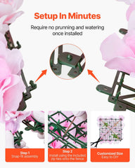 3D Flower Wall Panel, 12 PCS 15 x 15 inch, Artificial Floral Wall Background Mesh Backing Mat,Seamless Design&Easy Installation for Wedding Valentines Day Home Baby Party Backdrop Decor,Pink