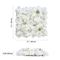 3D Flower Wall Panel, 24 PCS 15 x 15 inch, Artificial Floral Wall Background Mesh Backing Mat,Seamless Design&Easy Installation for Wedding Valentines Day Home Baby Party Backdrop Decor,White