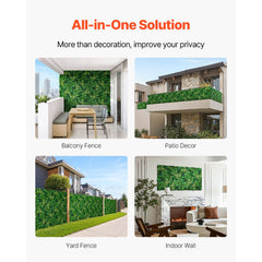 Artificial Grass Wall Panels, 8 PCS 20 x 20 inch, 3D Combination Greenery Boxwood Panel for Indoor Outdoor Green Decor & Ivy Fence Covering, Privacy Backdrop Wall Hedge Screen for Garden