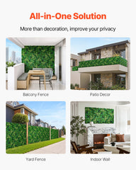 Artificial Grass Wall Panels, 8 PCS 20 x 20 inch, 3D Combination Greenery Boxwood Panel for Indoor Outdoor Green Decor & Ivy Fence Covering, Privacy Backdrop Wall Hedge Screen for Garden