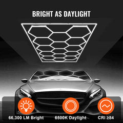 Hexagon Garage Lights 66300LM 15 Grids Honeycomb LED Shop Ceiling Light