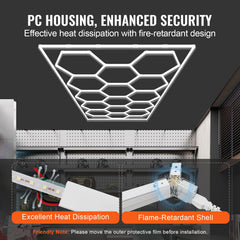 Hexagon Garage Lights 66300LM 15 Grids Honeycomb LED Shop Ceiling Light