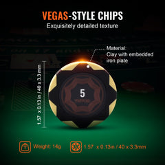 Poker Chip Set, 300-Piece Poker Set, Complete Poker Playing Game Set with Carrying  Case, Heavyweight 14 Gram Casino Clay Chips, Cards, Buttons and Dices, for Texas Hold'em, Blackjack, Gambling