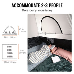 Truck Bed Tent, 6.4'-6.7' Pickup Truck Tent with Rain Layer and Carry Bag, Waterproof PU2000mm Double Layer Truck Tent, Accommodate 2-3 Person, for Camping Traveling Outdoor Activities