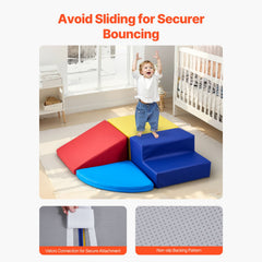 Climbing Toys, 4-Piece Set, Foam Climbing Toys for Toddlers 6 Months to 3 Years Old, PU Leather Climbing Blocks, Indoor Climb and Crawl Activity Playset for Crawling & Sliding, Easy to Clean