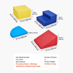 Climbing Toys, 4-Piece Set, Foam Climbing Toys for Toddlers 6 Months to 3 Years Old, PU Leather Climbing Blocks, Indoor Climb and Crawl Activity Playset for Crawling & Sliding, Easy to Clean