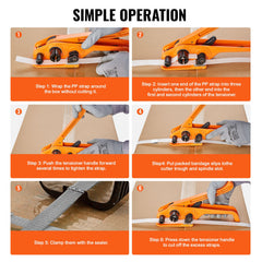Banding Strapping Kit with Strapping Tensioner Tool, Banding Sealer Tool, 100 m Length PP Band, 100 Metal Seals, Pallet Packaging Strapping Banding Kit, Banding Packaging Strapping for Packing