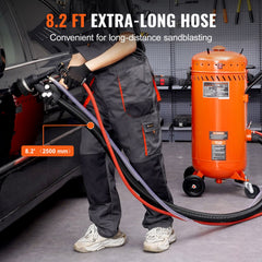 28 Gallon Vacuum Sand Blaster, Dustless Sandblaster with Built-in 1200W Vacuum System for Dust Control and Abrasive Recycle, 60-110 PSI Heavy Duty Abrasive Blasting Machine