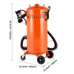 28 Gallon Vacuum Sand Blaster, Dustless Sandblaster with Built-in 1200W Vacuum System for Dust Control and Abrasive Recycle, 60-110 PSI Heavy Duty Abrasive Blasting Machine