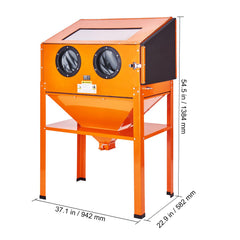60 Gallon Sand Blasting Cabinet with Stand with Blasting Gun & 4 Nozzles