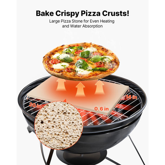 Pizza Stone, 508 x 355 mm Rectangular Cordierite Pizza Stone, Extra Large Baking-Stone with Aluminum Peel, 15 mm Thick Heat-Resistant Cordierite, for Oven, Baking Bread & Pizzas, BBQ Grilling