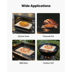 Pizza Stone, 508 x 355 mm Rectangular Cordierite Pizza Stone, Extra Large Baking-Stone with Aluminum Peel, 15 mm Thick Heat-Resistant Cordierite, for Oven, Baking Bread & Pizzas, BBQ Grilling