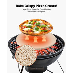 Pizza Stone, 406 mm Round Cordierite Pizza Stone, Extra Large Baking-Stone with a Durable Stand, 17 mm Thickness Heat-Resistant Cooking Cordierite, for Kitchen Oven, Baking Pizzas, BBQ Grilling