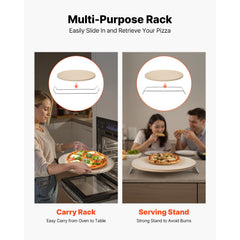Pizza Stone, 406 mm Round Cordierite Pizza Stone, Extra Large Baking-Stone with a Durable Stand, 17 mm Thickness Heat-Resistant Cooking Cordierite, for Kitchen Oven, Baking Pizzas, BBQ Grilling