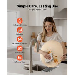 Pizza Stone, 406 mm Round Cordierite Pizza Stone, Extra Large Baking-Stone with a Durable Stand, 17 mm Thickness Heat-Resistant Cooking Cordierite, for Kitchen Oven, Baking Pizzas, BBQ Grilling