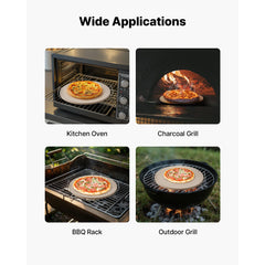 Pizza Stone, 406 mm Round Cordierite Pizza Stone, Extra Large Baking-Stone with a Durable Stand, 17 mm Thickness Heat-Resistant Cooking Cordierite, for Kitchen Oven, Baking Pizzas, BBQ Grilling