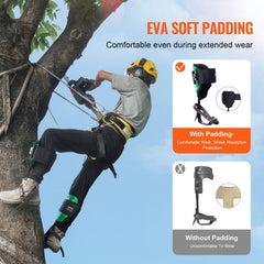 Tree Climbing Spikes, 1 Pair Alloy Steel Climbing Spurs, 350lbs Load Capacity Tree Climbing Gear with Straps and Spike Protectors, Arborist Equipment for Climbers, Hunting, Fruit Picking, Green