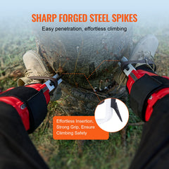 Tree Climbing Spikes, 1 Pair Aluminum Climbing Spurs, 350lbs Load Capacity Tree Climbing Gear with Straps and Spike Protectors, Arborist Equipment for Climbers, Hunting, Fruit Picking, Red