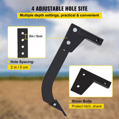 Hitch Mounted Ripper, 40.6cm Shank Length Box Scraper Shank, 4 Hole Site Box Blade for Tractor, 2 Locating Pins Ripper Shank, 2 Plough Tips Box Blade Shank Teeth