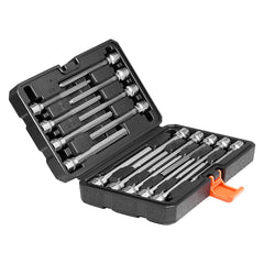 Extra Long Allen Hex Bit Socket Set, 18-Piece 3/8 inch Drive, S2 Alloy Steel and Cr-V Steel, Standard SAE and Metric 1/8-Inch-3/8-Inch, 3-12mm, with Enhanced Storage Case, for Mechanics