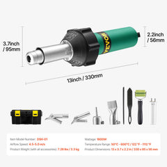 Hot Air Plastic Welder 1600W PVC TPO Vinyl Heat Gun Torch & 9 Accessories