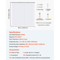 Strip Curtain PVC Door Curtain 244 x 244 cm Cooler Freezer Clear Plastic