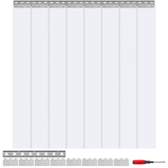 Strip Curtain, 213.4 cm Height x 122 cm Width, 2 mm Thickness, 8PCS Clear PVC Strip Door Curtain, Freezer Curtain, Plastic Door Strips for Walk in Freezers, Cooler, Warehouse, with 50% Overlap