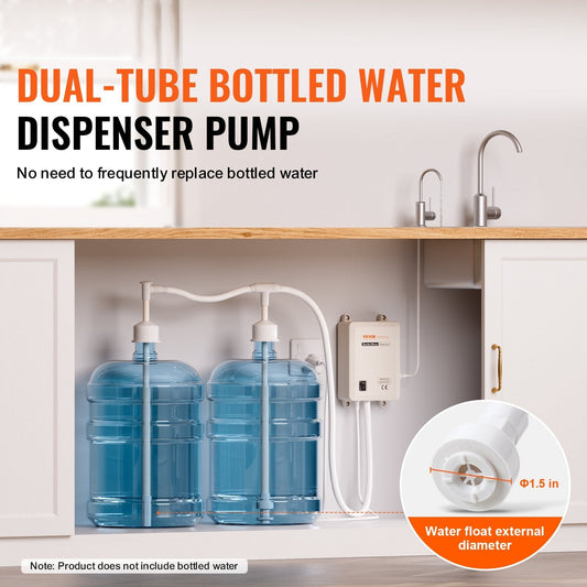 Bottled Water Dispenser Pump System, 2x5 Gallon Dispensing System, Automatic Electric Water Dispenser, Double-Pipe Water Jug Pump, Compatible Use with Coffee/Tea Machine, Refrigerator, Ice Maker