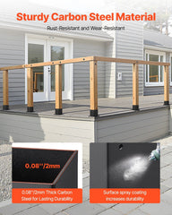 4x4 Post Base 4 Pcs, Inner Size 3.6x3.6 inch / 92x92 mm Post Brackets, Heavy Duty Carbon Steel Decking Posts, Wood Posts Brackets for Pavilion Deck Railing Support Deck Base Plate, Black
