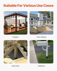 4x4 Post Base 4 Pcs, Inner Size 3.6x3.6 inch / 92x92 mm Post Brackets, Heavy Duty Carbon Steel Decking Posts, Wood Posts Brackets for Pavilion Deck Railing Support Deck Base Plate, Black