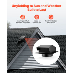 149 mm Hooded Wall Vent Cover SPCC Steel Roof Exhaust 1 Pack Black