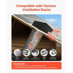 149 mm Hooded Wall Vent Cover SPCC Steel Roof Exhaust 1 Pack Black