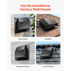 149 mm Hooded Wall Vent Cover SPCC Steel Roof Exhaust 1 Pack Black