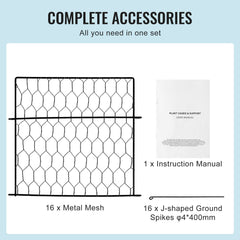 4 Pack Plant Protector from Animals, 13.4'' x 13.4'' Chicken Wire Plant Protector, Plant Cages for Outdoor Plants, Flowers & Vegetables, Keeps Bunny Chicken Squirrels Out, 16pcs Metal Mesh