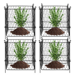 4 Pack Plant Protector from Animals, 13.4'' x 13.4'' Chicken Wire Plant Protector, Plant Cages for Outdoor Plants, Flowers & Vegetables, Keeps Bunny Chicken Squirrels Out, 16pcs Metal Mesh