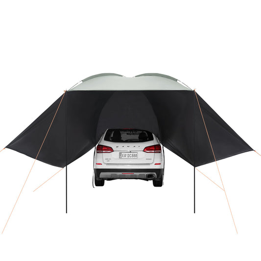 Vehicle Awning, Large 10' x 7' Shade Coverage Car Side Awning, PU2000mm UV50+ Car Awning with Extended Side Canopies and Portable Storage Bag, Suitable for Truck, SUV, Van, Campers