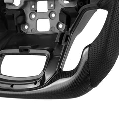 Steering Wheel for 2021-2024 Ford F150, Carbon Fiber Steering Wheel D-Shaped Flat-Bottom, Leather Grip with Non-Slip Texture & Precise Stitching, Accessories Replacement for Ford F150, Black