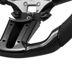 Steering Wheel for 2010-2014 Ford Mustang, Carbon Fiber Steering Wheel D-Shaped Flat-Bottom, Leather Grip with Non-Slip Texture & Precise Stitching, Accessories Replacement for Mustang, Black