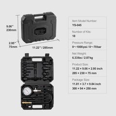 Diesel Engine Compression Tester, 18 pcs Cylinder Pressure Test Tool Kit, with 0-1000 psi Gauge and Adapters, Diesel Injector Tester Check Cylinders in Diesel Trucks, Tractors, Equipment