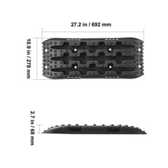 2PCS Traction Boards with PP for Mud Snow Sand Storage Bag Short Black