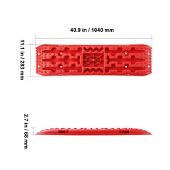 2PCS Traction Boards with PP for Mud Snow Sand Storage Bag Long Red